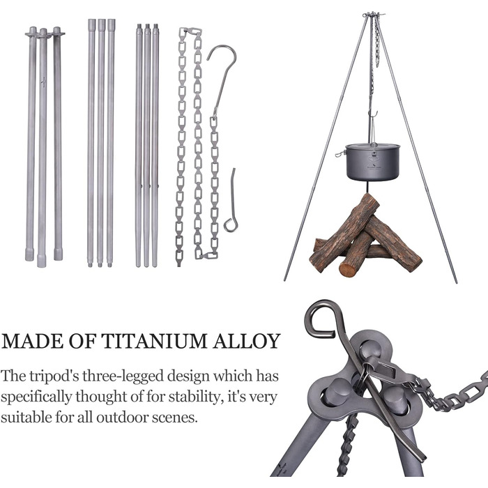 Титановый штатив для кемпингового костра Boundless Voyage