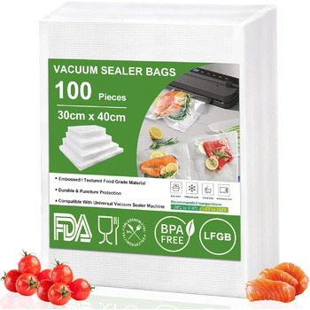 Пакетів вакуумних пакувальників 15x25 см 20x30 см 28x40 см, тиснення, без BPA, стійкі до розривів, пакети для вакуумного пакування для всіх домашніх вакуумних пакувальників, професійні вакуумні пакети для харчових продуктів, пакети для заморозки методом с