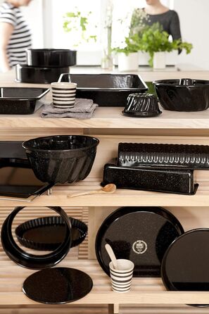 Професійна форма для випічки пекаря, форма для королівського торта, ємність 1,7 літра, висота 7,8 см, ширина 10 см, довжина 30 см, емаль, чорна, форма для випікання хліба, індукція, емальована форма для випічки, форма для випічки хліба, 0638-022