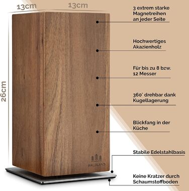 Блок для ножів магнітний та обертовий на 360° Waldland