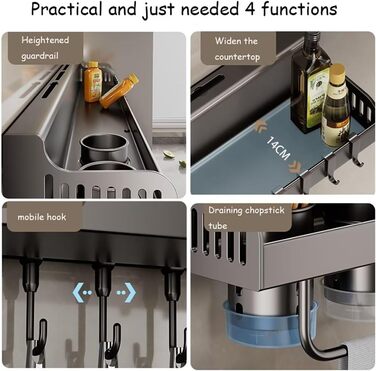 Настінний органайзер для кухонного приладдя 50 см чорний Generisch