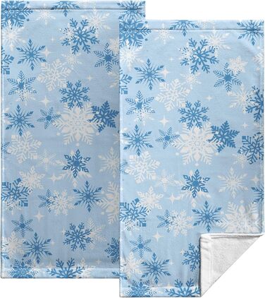 Різдвяні кухонні рушники Kwlegh, рушник для рук, різдвяна ялинка, цукерка-тростина, сніжинка, рушник для пальців, набір з 2 шт. , милий чоловічий банний рушник, високопоглинаючі рушники, 36 x (синя сніжинка)