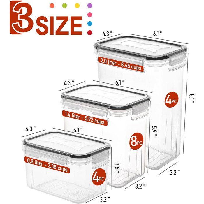 Набір ємностей для зберігання, 16 предметів, Skroam