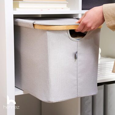 Кошики для зберігання, сумісні з IKEA KALLAX Shelf - Кошик для зберігання деревини Small Anthracite - Коробка для зберігання Полиця Кошик для зберігання - Паперовий ящик Кошик з фетру Складний кошик для білизни (40 л з кришкою, бежевий/сірий)