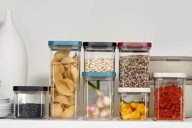 Банки для хранения Mepal с крышками - Герметичные и штабелируемые контейнеры для хранения - Хранение и организация на кухне - Можно мыть в посудомоечной машине - 700 мл, 1100 мл и 2000 мл - Черный (набор из 3 шт., Nordic White)