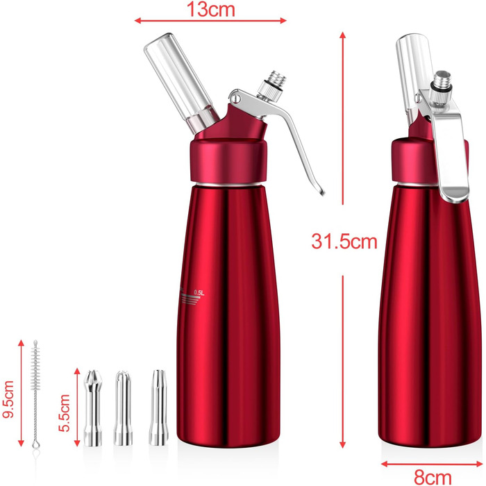 Диспенсер для вершків 500 мл червоний Newaner