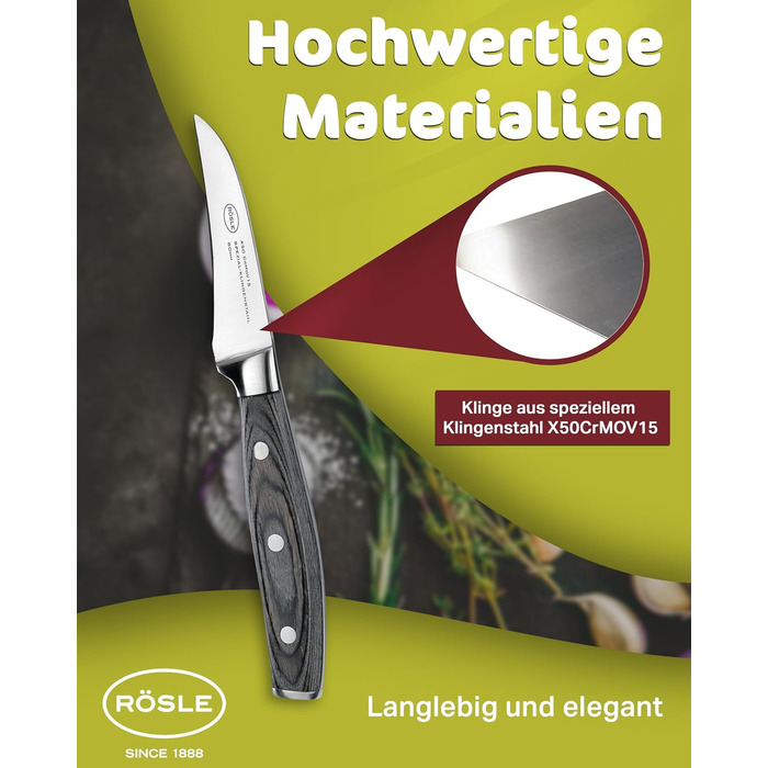 Ніж для чищення овочів 8 см Wolfgrey Rosle