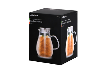 ARDESTO Глечик з кришкою, 1800 мл, боросилікатне скло, нержавіюча сталь