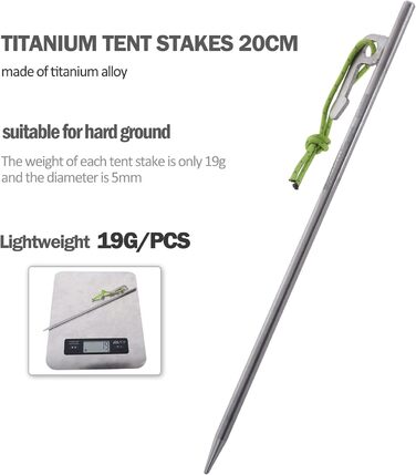 Титановые колышки для походов на открытом воздухе 6 шт. iBasingo