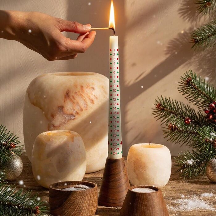Набор из 2 рождественских свечей в виде адвент-календаря 2 х 24 см, белый UIKTSSL