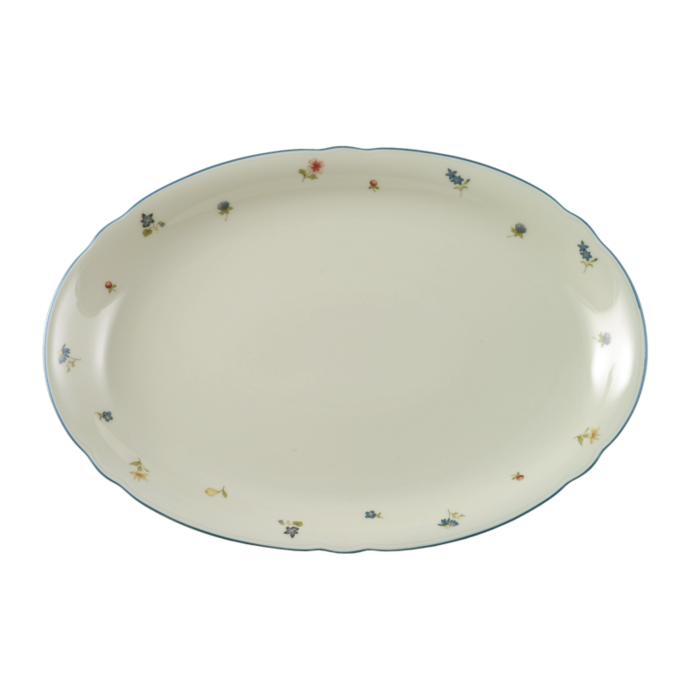 Блюдо овальне 35 см Streublume blauer Rand Marie-Luise Seltmann
