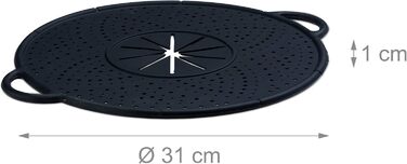 Кришка з силікону захист від википання 31 см чорна Relaxdays