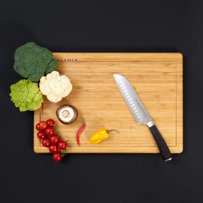 Нож сантоку 18 см с разделочной доской 45 x 30 см, набор 2 предмета Klamer
