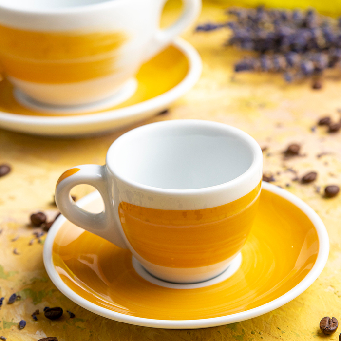 35128 Чашка cappuccino large 260 мл Yellow stroke B 'Verona Millecolori Hand Painted Brush stroke B