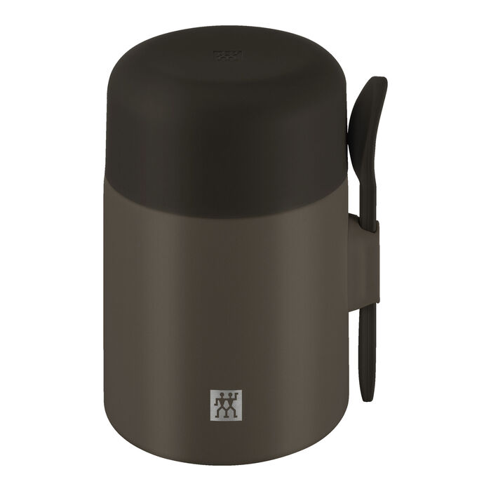 Харчовий контейнер 600 мл з ложкою, нержавіюча сталь, шоколадний колір Thermo Plus Zwilling