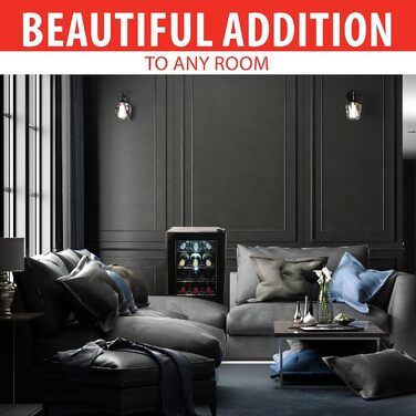 Винний холодильник до 18 пляшок чорний alpina