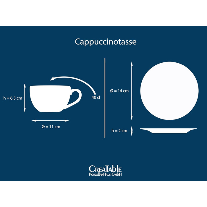 Набір чашок для капучино із блюдцями, 8 предметів, блакитний Aqua Nature Collection Creatable