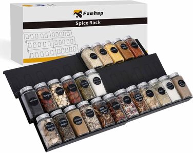 Органайзер для спецій пластиковий розсувний, 29,5-59 см, чорний Famhap