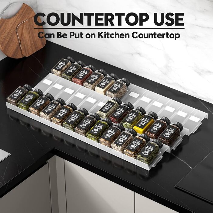 Органайзер для спецій пластиковий розсувний, 24 комірки, прозорий Famhap