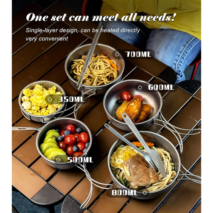 Титановые кастрюли со складной ручкой Ti1096T Boundless Voyage