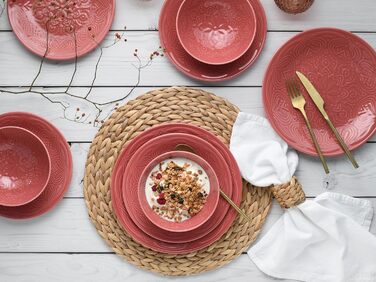 Серія Набір посуду Orient Mandala з 18 предметів, порцеляновий набір тарілок (набір тарілок 18 предметів, червоний), 21627