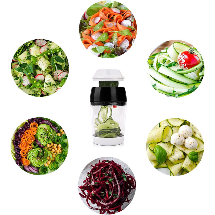 Спіральна овочерізка 4 в 1 з контейнером, чорна MENNYO