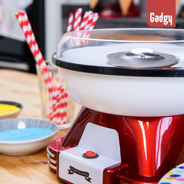 Машина для цукрової вати Gadgy для дому - Машина для цукрової вати для цукру або цукерок - Машина для цукрової вати - Цукрова вата для дитячих свят, днів народження та вечірок - (Червона)