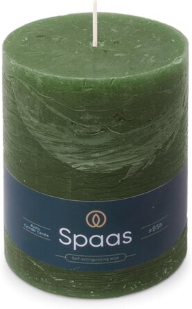 Свічка Spaas Rustic Pillar, 100/130 мм, 95 год, чорна (темно-зелена)