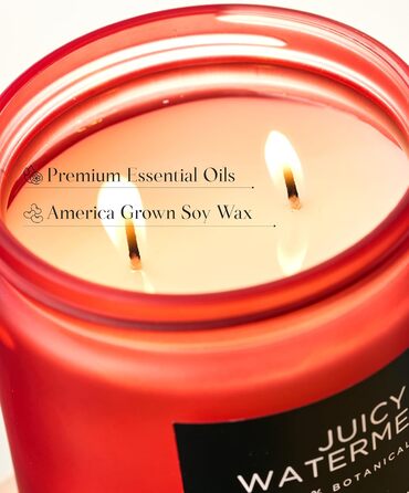 Ароматичні свічки M&SENSE Кава у скляній банці з 2 гнітами 330 г, час горіння 70 годин, свічка з натурального соєвого воску для спальні, кухні, декору дому, подарункова свічка для чоловіків та жінок, смажена кава (соковитий кавун)