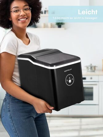 Переможець тесту льодогенератора 2024 року, 14 кг за 24 години, 9 кубиків льоду за 6-8 хвилин, тиха робота, льодогенератор потужністю 120 Вт з ложкою та кошиком, маленький льодогенератор для дому та офісу (чорний)