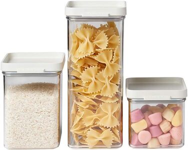 Банки для хранения Mepal с крышками - Герметичные и штабелируемые контейнеры для хранения - Хранение и организация на кухне - Можно мыть в посудомоечной машине - 700 мл, 1100 мл и 2000 мл - Черный (набор из 3 шт., Nordic White)