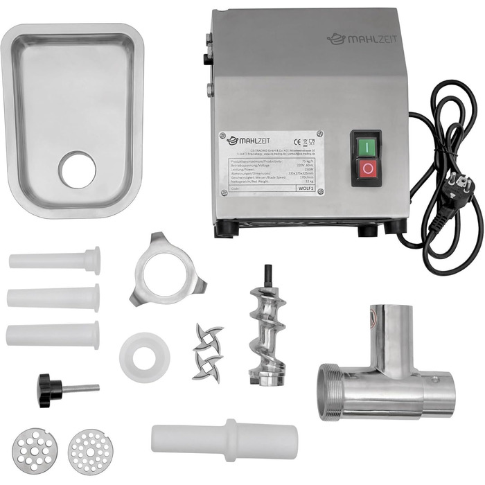 М'ясорубка професійна 250 Вт з насадками для ковбаси Mahlzeit