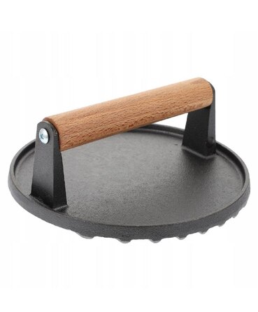 Пресс для мяса чугунный с деревянной ручкой 1 кг 17 см GRILLI