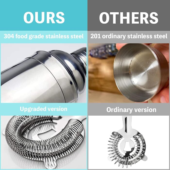 Набор шейкеров для коктейлей из 8 предметов, 750 мл. LEEGOHI