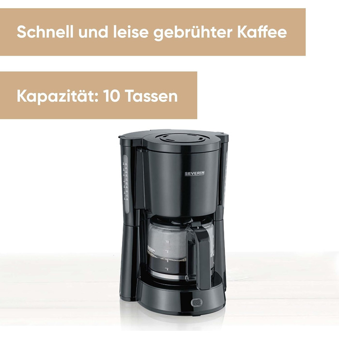 Кофемашина 'Type со стеклянным кувшином, ароматный, быстрый и бесшумный кофе с кофеваркой до 10 чашек, фильтр-кофемашина, черная, KA 4815, 33.8