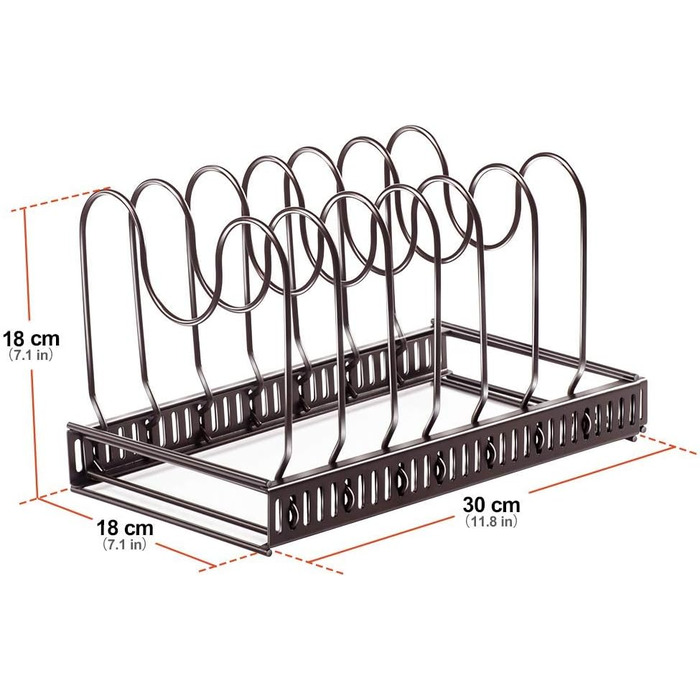 Подставка для посуды раздвижная 58,5 x 18 см, на 7 отделений, черная Masthome