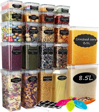 Контейнери для зберігання продуктів Hibisaws, 12 предметів, з кришками, контейнери для заморожування, коробки для продуктів, без BPA та 100 герметичні, прозорі, 6 x 1 л та 6 x 0,5 л, коробки для приготування їжі, набір Tupperware (22)