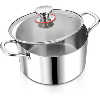 Каструля 5,6 л з нержавіючої сталі зі скляною кришкою 24 см Herogo