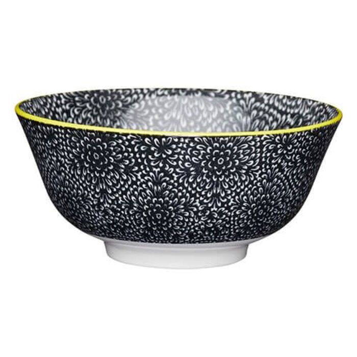 Миска Kitchen Craft BLACK FLORAL, кераміка, діам. 16 см, 500 мл