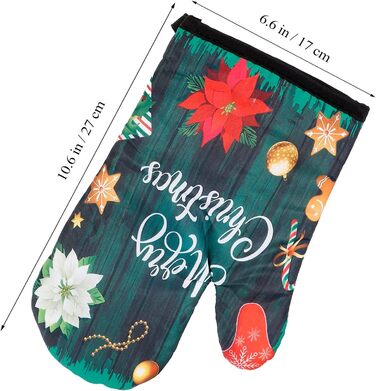 Різдвяний набір з 2 прихваток та 2 рукавичок для духовки, 4 предмети, зелений Beaupretty