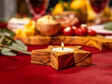 Високоякісні підсвічники в сільському стилі з ексклюзивного оливкового дерева Набір з 3 шт. - Ручна робота - Підсвічник до Дня Святого Валентина з дерева - Тримач для чайної свічки - Прикраса столу - Прикраса для дому (набір з 3 шт. )