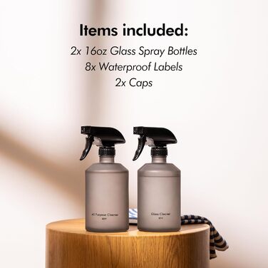 Розпилювач скляний 500 мл чорний, набір 2 предмети, KIVY