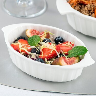 Овальна форма для запікання Fissman 15х12х4 см / 240 мл порцеляна ціна за шт (14170)