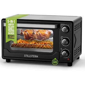 Міні-піч Stillstern з конвекцією 25 л (версія для Німеччини) Піца Ø25, антипригарне покриття CYCLONE PRO, розморожування, таймер 2 години, кемпінгова міні-піч конвекційна піч для піци міні-піч невеликий гриль для курки з вертелом