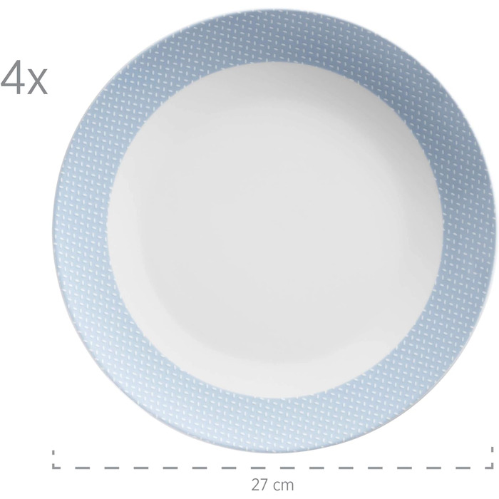 Набор посуды MSER 931566 Kitchen Time II на 4 персоны, 16 шт. Комбинированный сервиз с тонким рисунком, фарфор (синий)