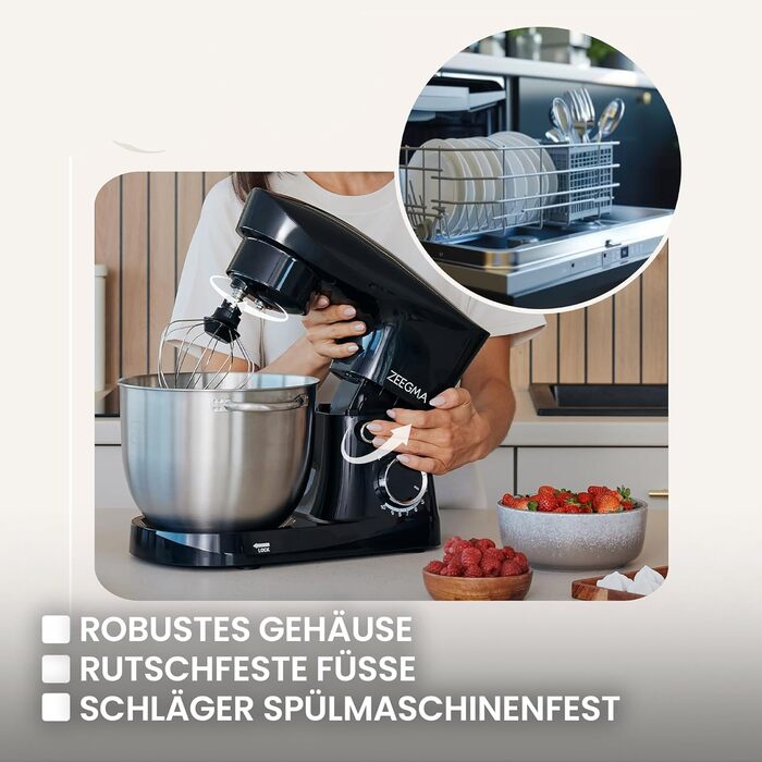 Кухонний комбайн-міксер 1500 Вт 5,2 л чорний Planeet Easy Zeegma