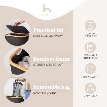 Кошик для білизни з кришкою, 2 відділення, 140 л HENNEZ