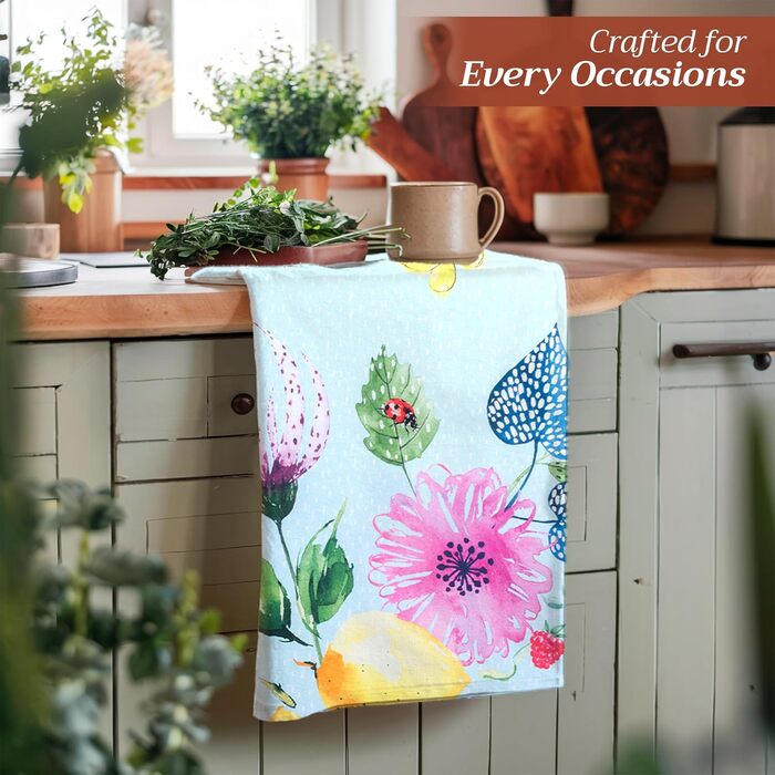 Набір із 3 багатоцільових кухонних рушників Maison d&39 Hermine Сільське Різдво зі 100 бавовни Барні рушники День подяки/Різдво (50 см x 70 см) (Jardin D&39ete - М&39ятний)