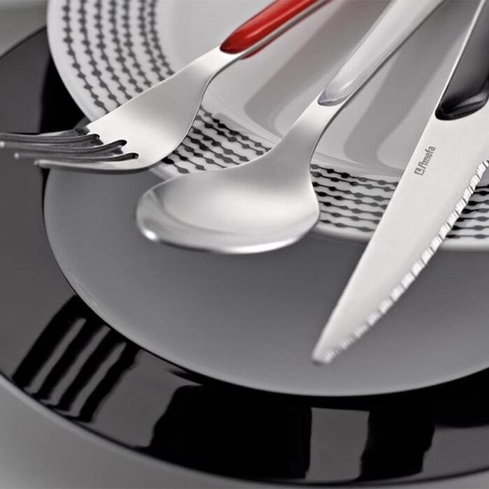 Набор столовых приборов, 24 предмета, набор столовых приборов на 6 человек, коричневые пластиковые ручки под дерево, можно мыть в посудомоечной машине, столовые приборы из нержавеющей стали, светлое дерево (белый)