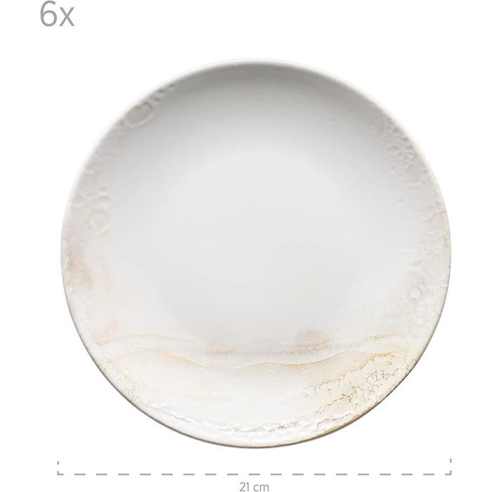 Набір тарілок Mser, керамограніт Ossia, 6 персон, набір тарілок білих / бежевих